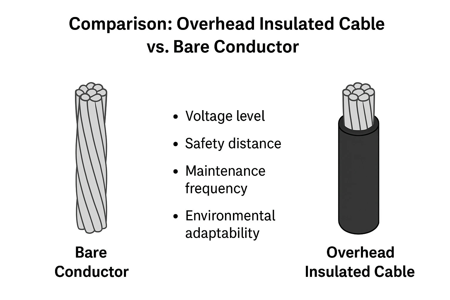 Overhead Insulated Cable vs. Bare Conductor