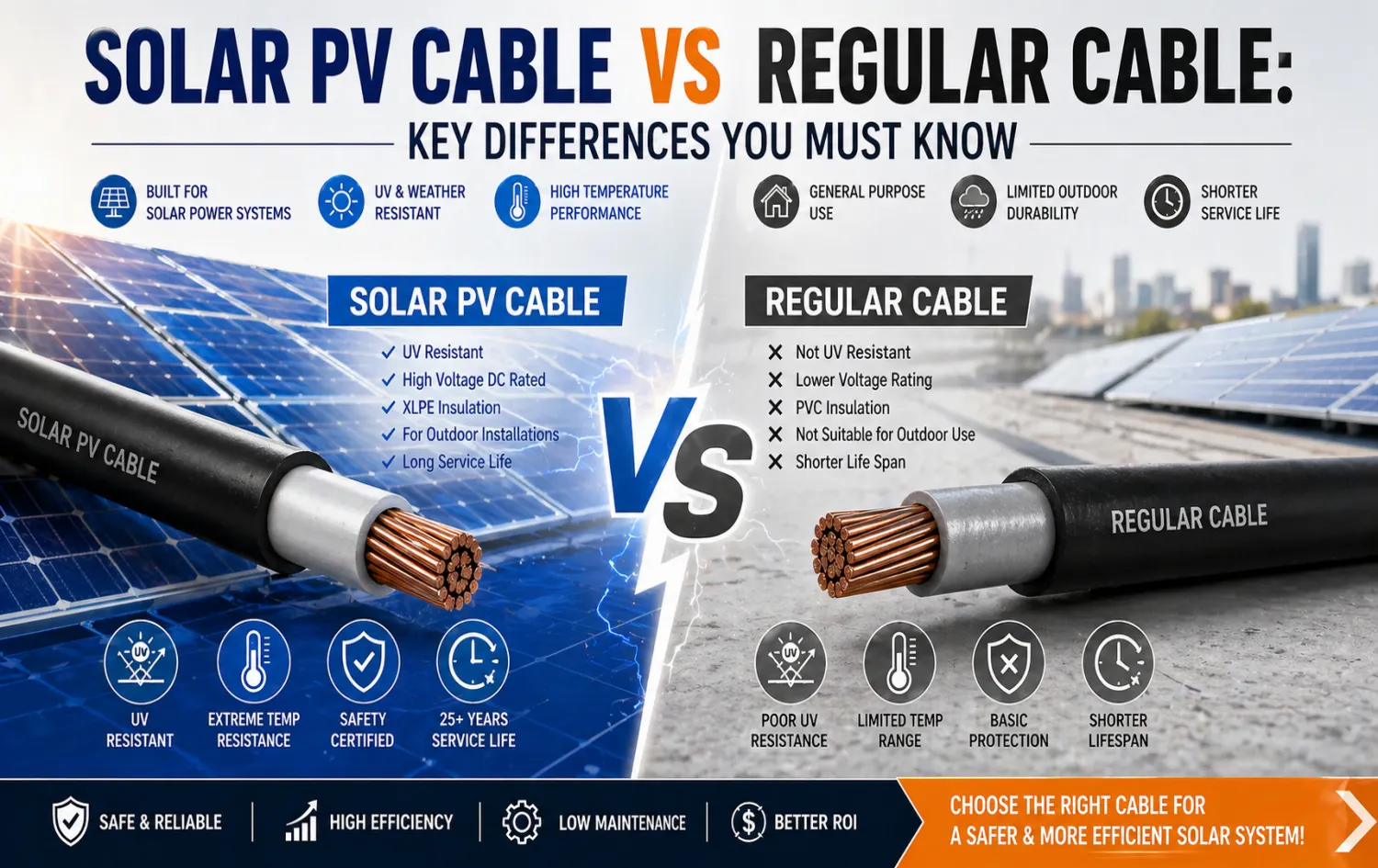 Solar PV Cable vs Regular Power Cable