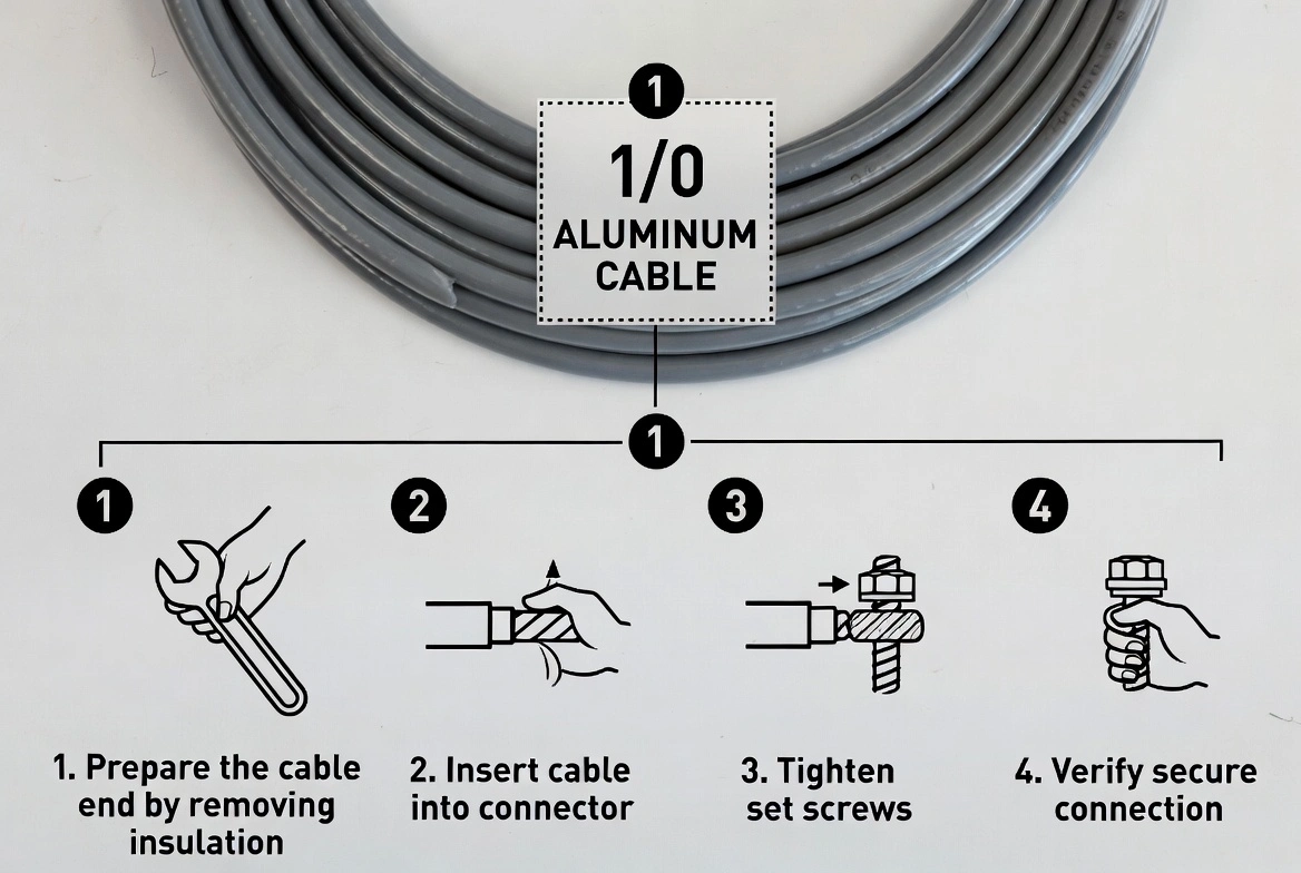 Installation for 1/0 Aluminum Cable