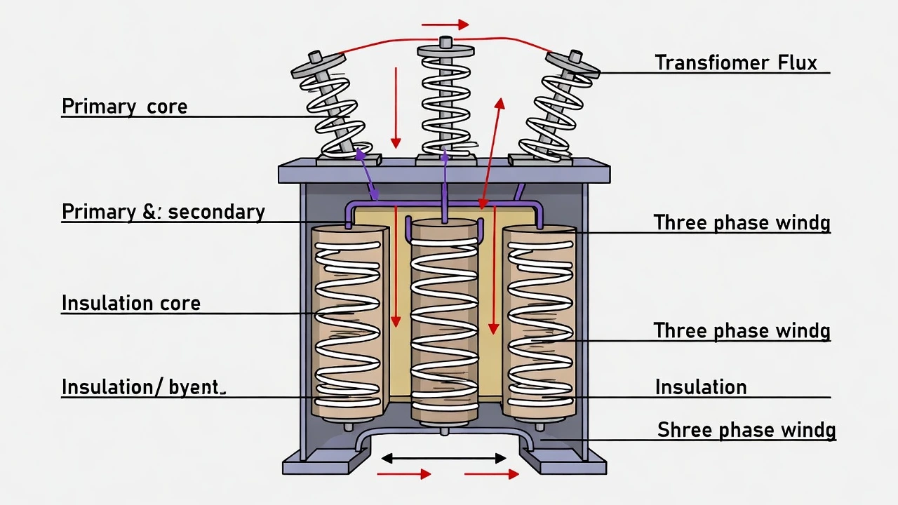 Basic Structure of a Three Phase Transformer
