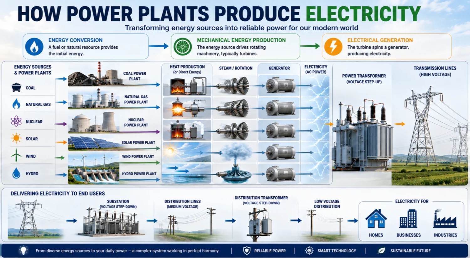 How Power Plants Produce Electricity