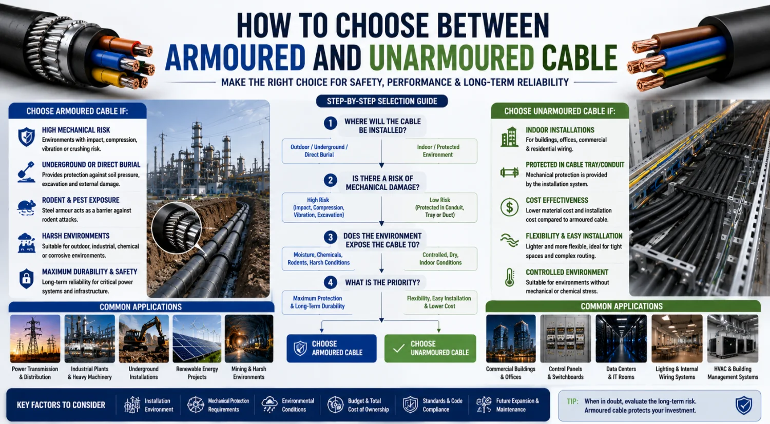 How to Choose Between Armoured and Unarmoured Cable