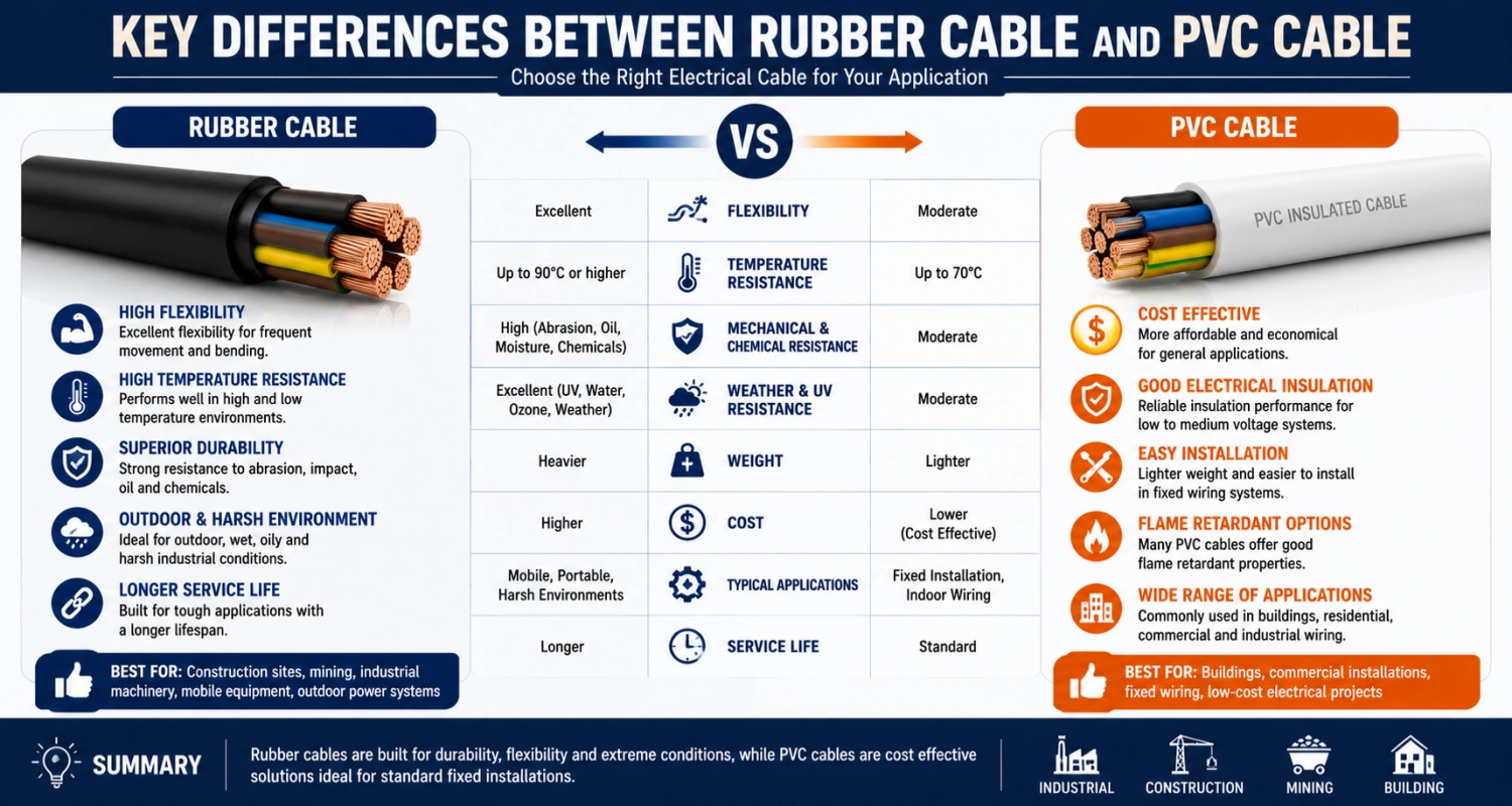 Key Differences Between Rubber Cable and PVC Cable
