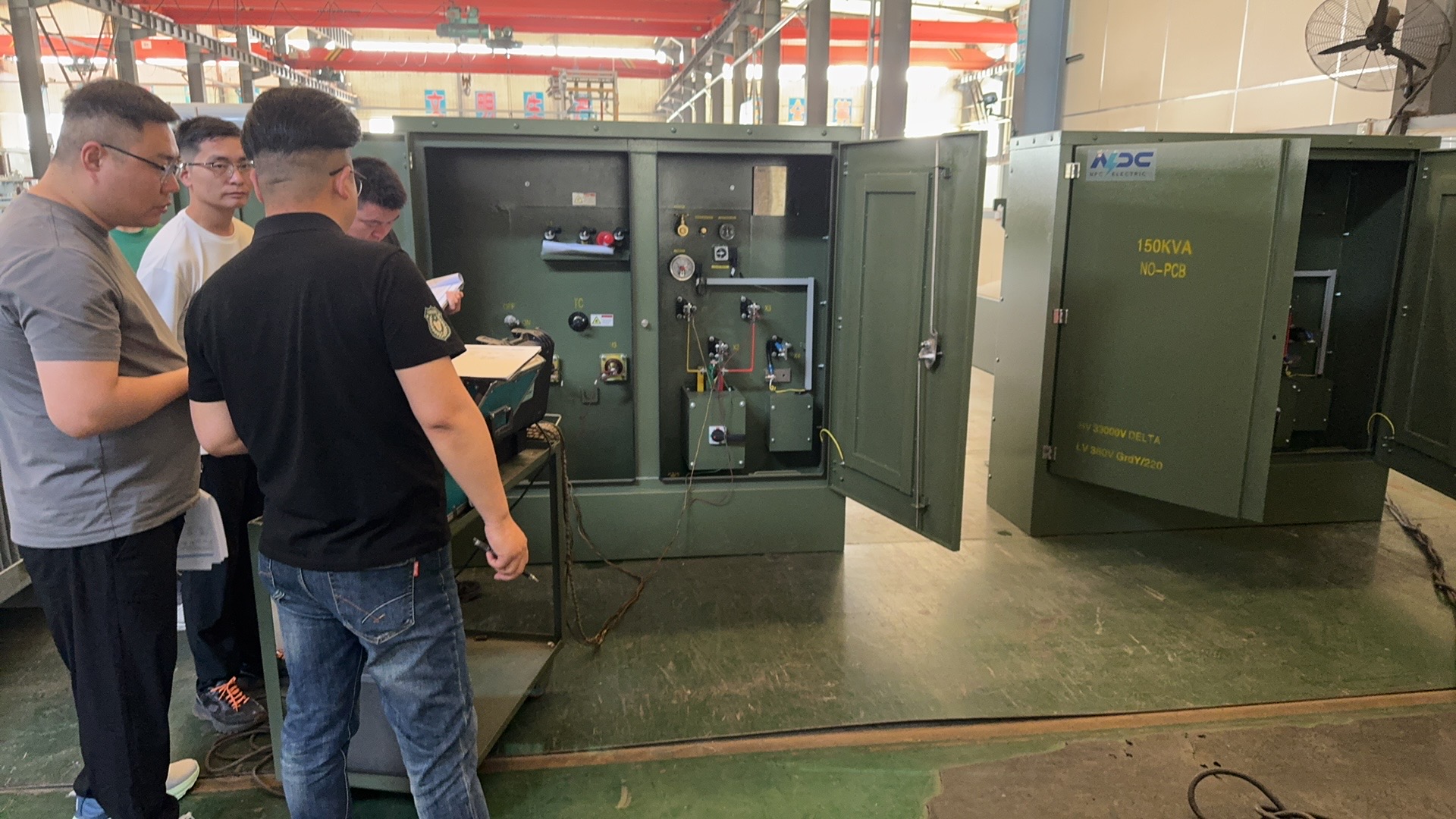 NPC engineers are conducting rigorous testing on the 150kVA 33kV Pad Mounted Transformers