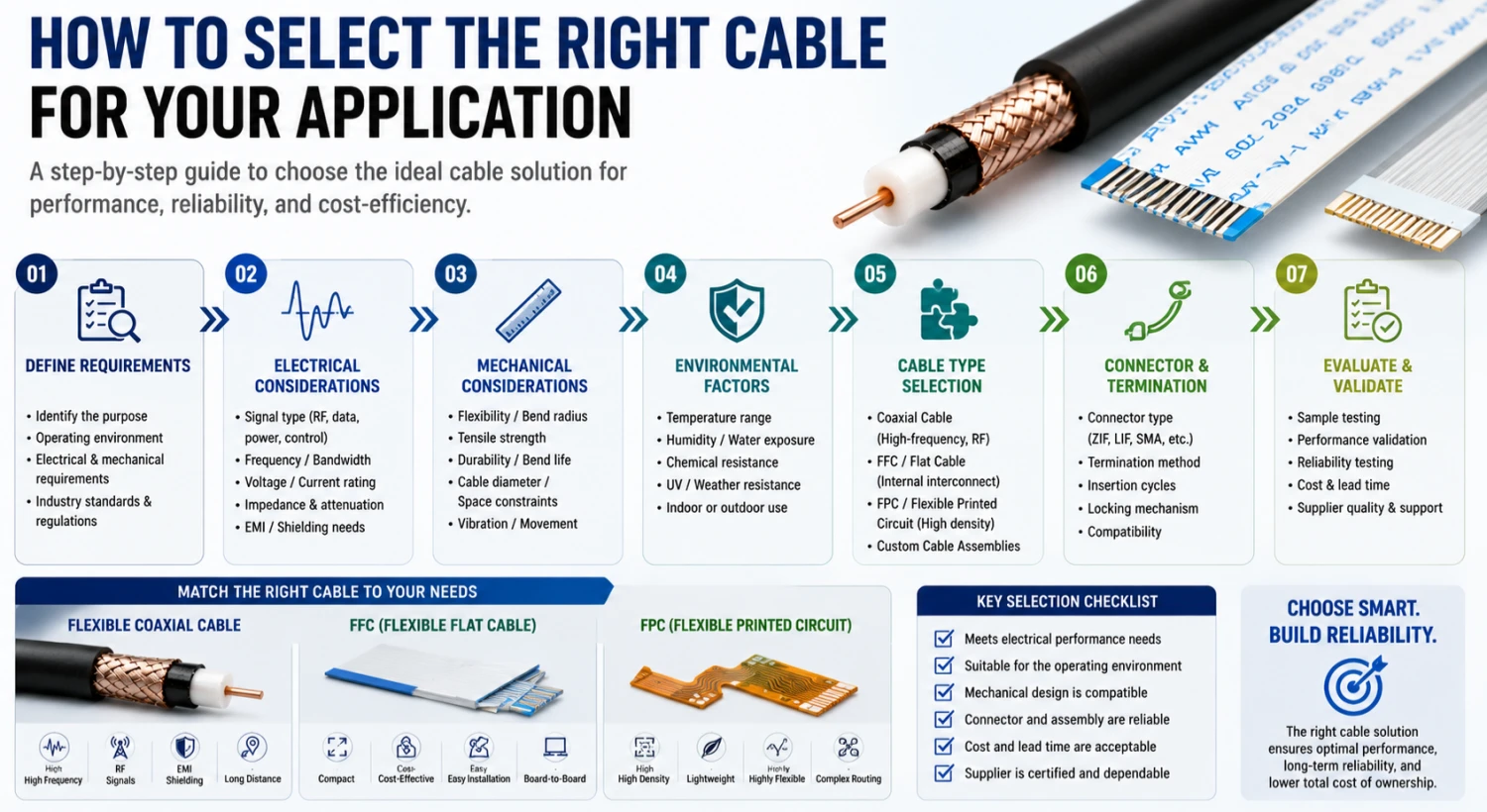 How to Select the Right Flexible Coaxial Cable and FFC Flexible Flat Cable for Your Application