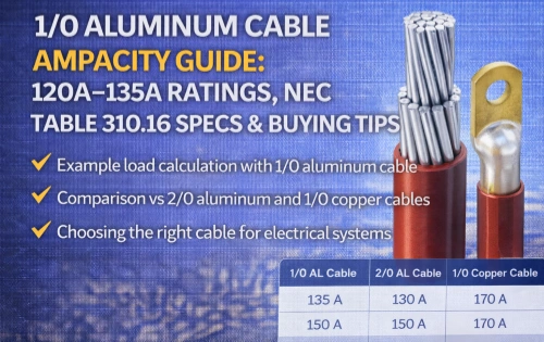 1/0 Aluminum Cable Ampacity Guide: 120A–135A Ratings, NEC Table 310.16 Specs & Buying Tips