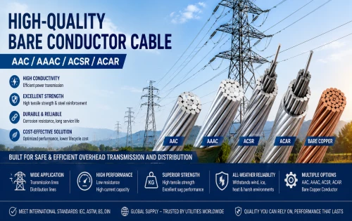 High-Quality Bare Conductor Cable (AAC/ACSR/AAAC) for Overhead Transmission