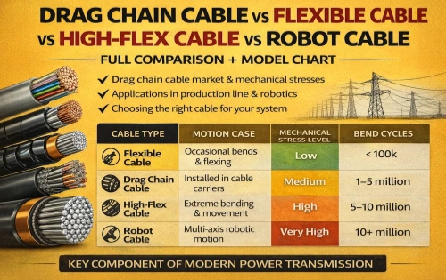 Drag Chain Cable vs Flexible Cable vs High-Flex Cable vs Robot Cable