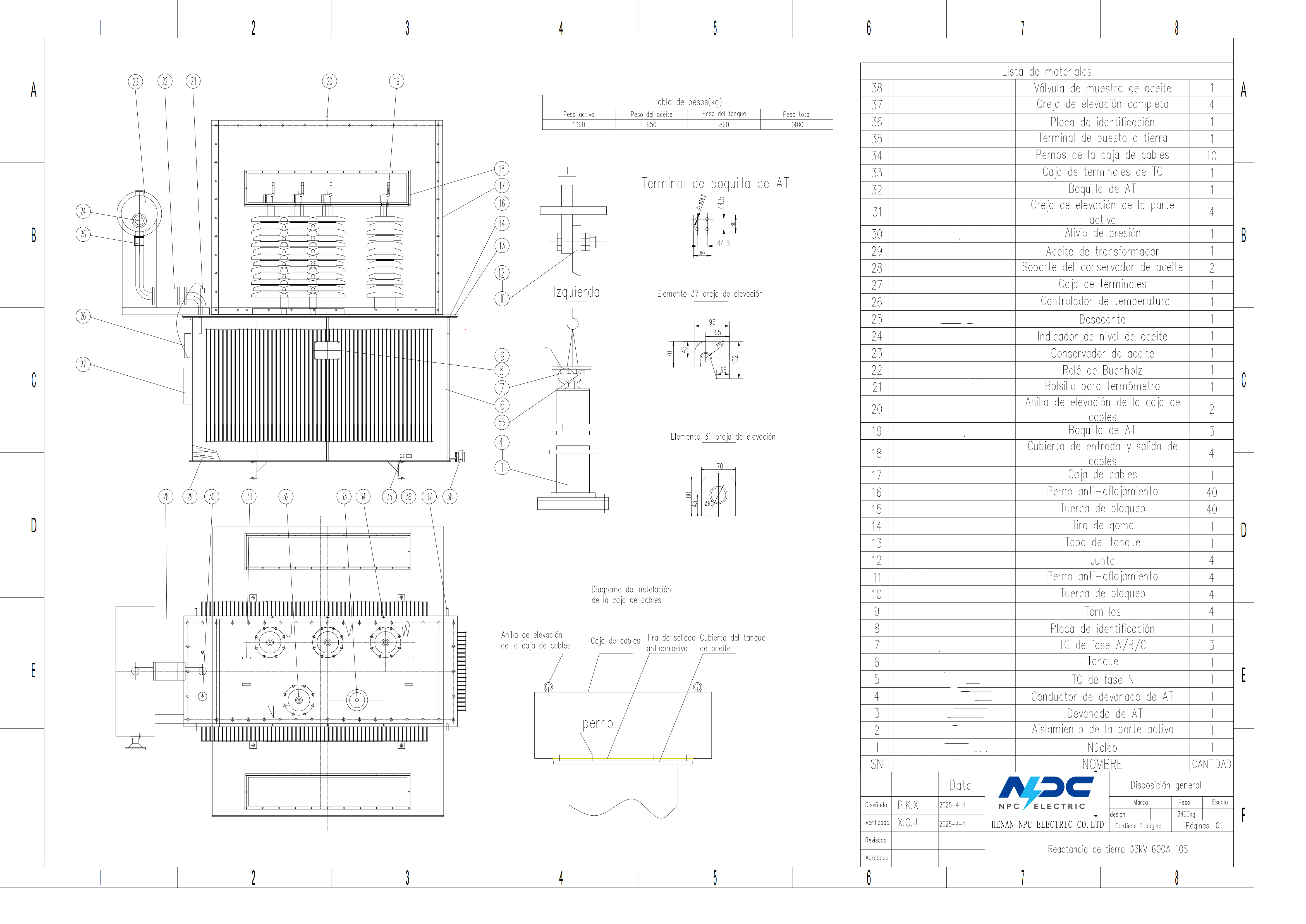 Neutral Grounding Transformer Outline Drawing